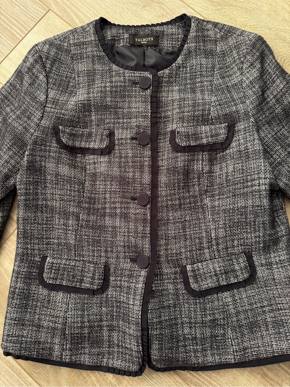 Talbots Women's Navy & White Tweed Jacket